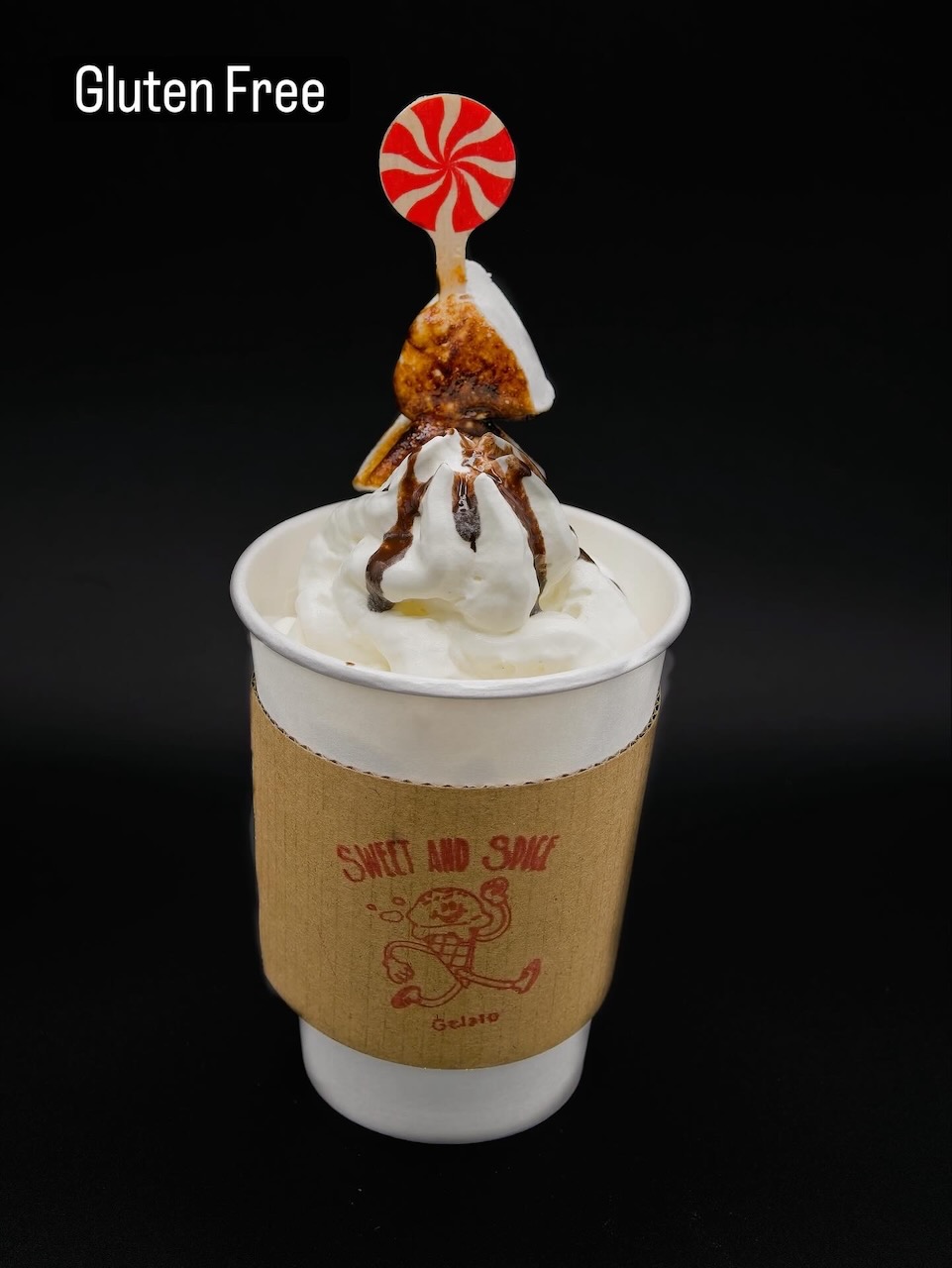 Gluten-free Italian hot chocolate with dairy-free whipped cream